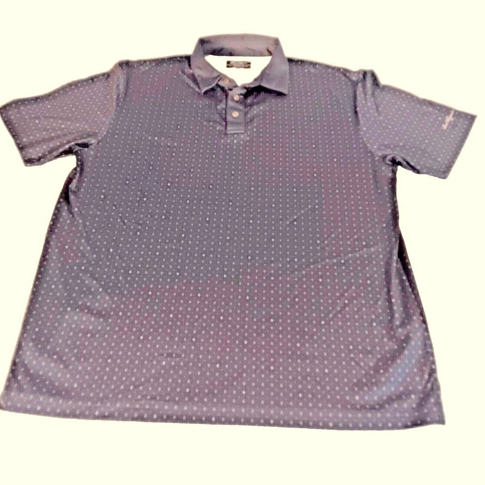 Ben Hogan Golf Polo Mens Large‎ Blue Geometric Pattern Casual Golf Shirt